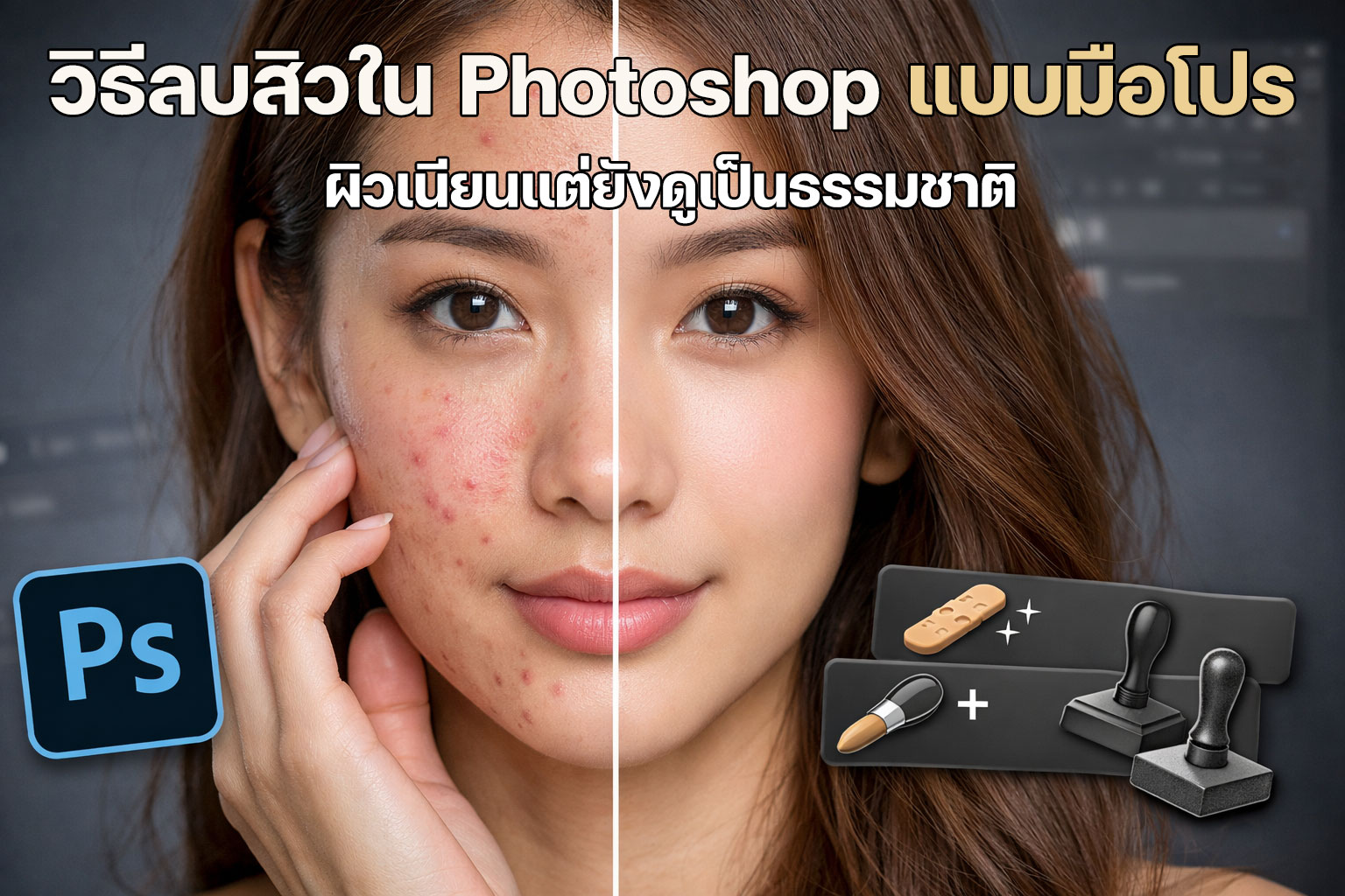 วิธีลบสิว Photoshop